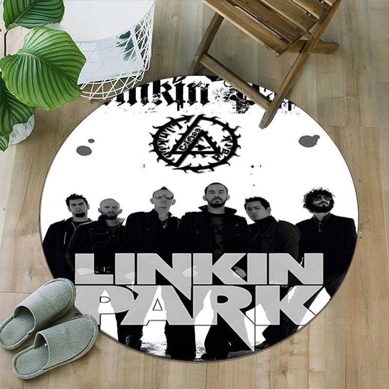 1pc Linkin Park3 Print Round Carpet Chair Round Carpet Suitable for Bedroom Living Room Home Decorative Carpet