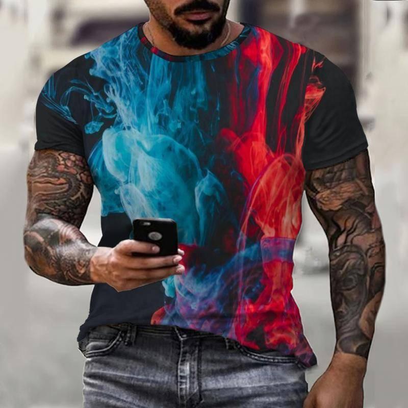 

Летняя универсальная мужская повседневная и простая мужская повседневная футболка из полиэстера с 3D принтом, новая модная праздничная футболка с короткими рукавами 6XL