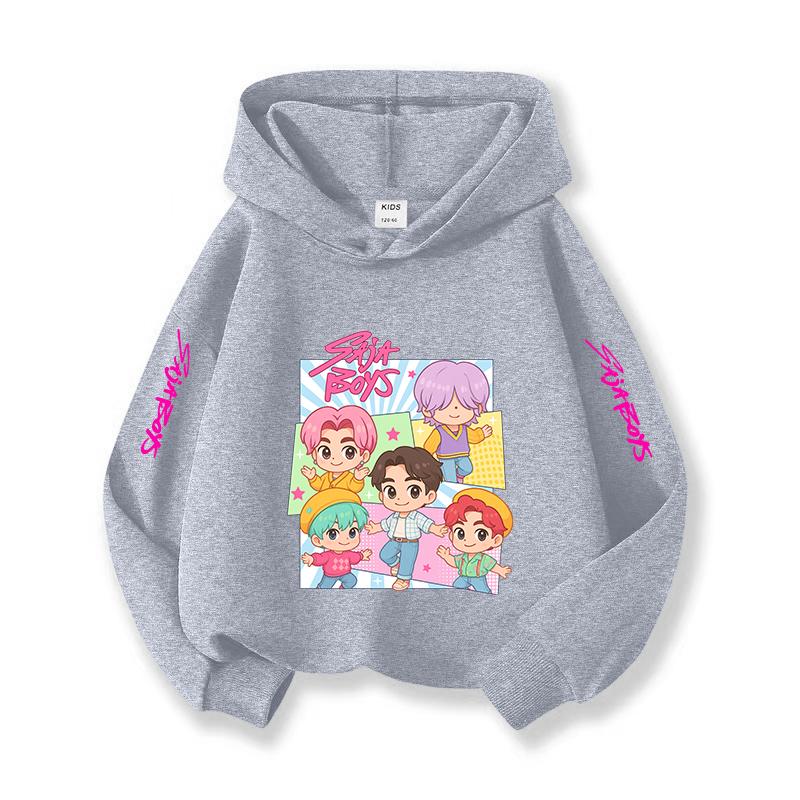 Kpop Halloween Kids Hooded Sweatshirt Christmas Casual Wear Korean Style Cozy Top For Children Girls Boys Holiday Gift