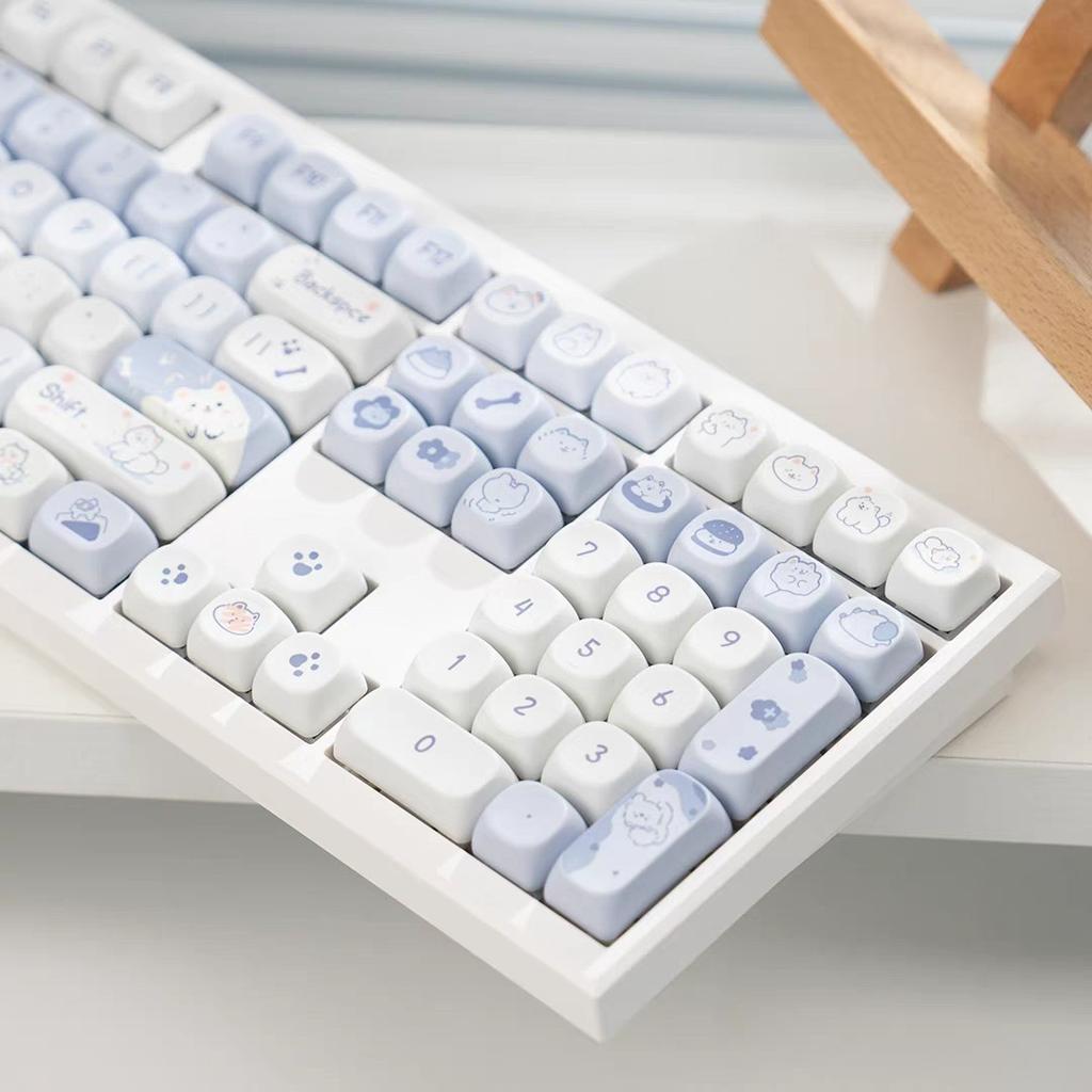 MOA White Round PBT Keycaps - Dye-Sublimation Keycap Set Compatible with 108/99/98/87/82/75/68 Layout Mechanical Keyboard (Keyboard Not Included)