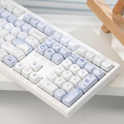 MOA White Round PBT Keycaps - Dye-Sublimation Keycap Set Compatible with 108/99/98/87/82/75/68 Layout Mechanical Keyboard (Keyboard Not Included)