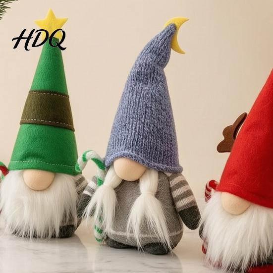 Nordic Style Holiday Decor Plush Christmas Gnome Scandinavian Dwarf Doll Ornament Swedish Tomte Farmhouse Handmade Fabric Dolls Tiered Tray