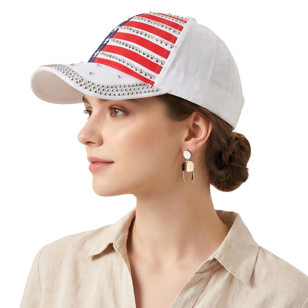USA Vlag Strass Bezaaide Baseballpet Sprankelende Amerikaanse Vlag Verstelbare Patriotische Zon Hoed Voor Vrouwen 4 Juli