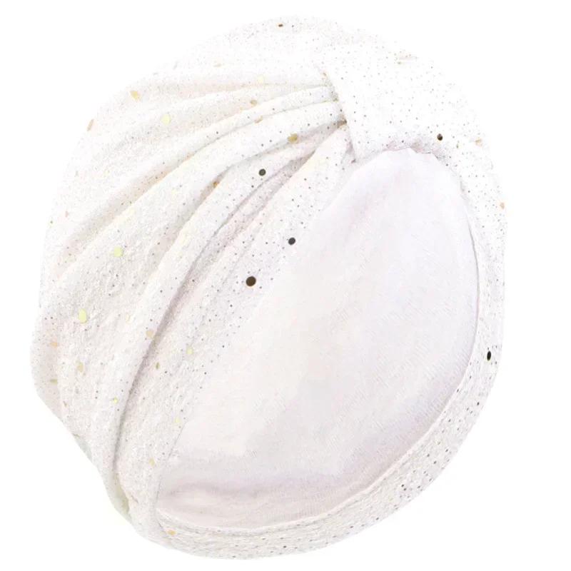 Women Sequin Knotted Turban Indian Hat Muslim Hijab Beanie Bonnet Hair Loss Headscarf Chemo Cap Headwear Bandanas Turbante Mujer