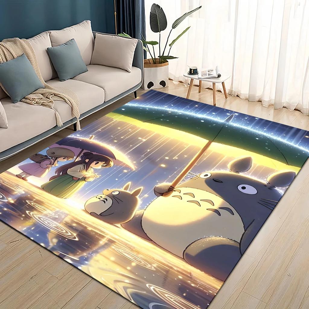3D T-Totoros Cartoon Area Rug,Carpet Rug for Living Room Children's Bedroom Sofa Doormat Decor,kids Play Non-slip Floor Mat