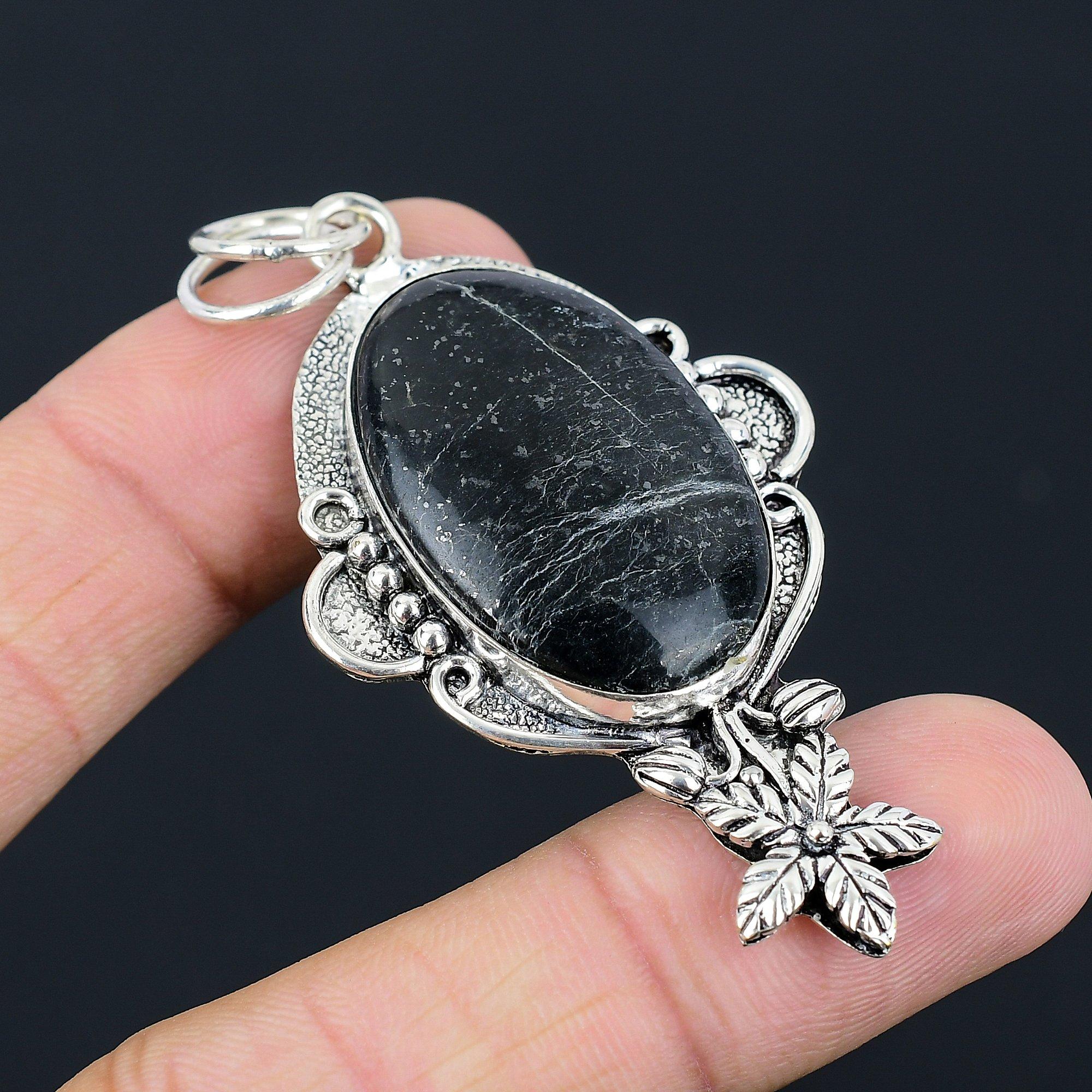 Daughters Day Deal 925 Sterling Silver Natural Vasonite Flower Pendant Jewelry