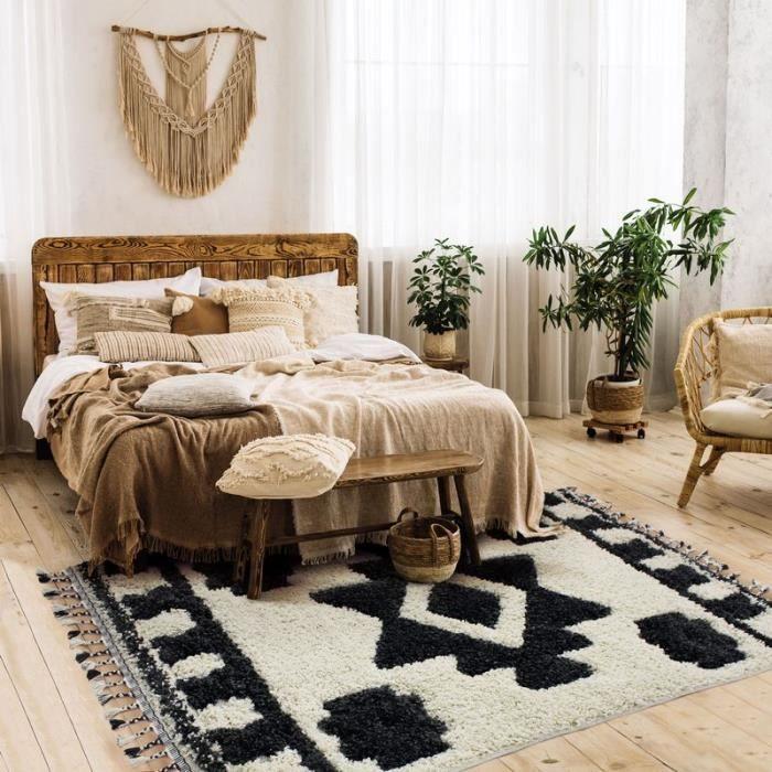 Tapis salon à reliefs triangles crème gris 160x230