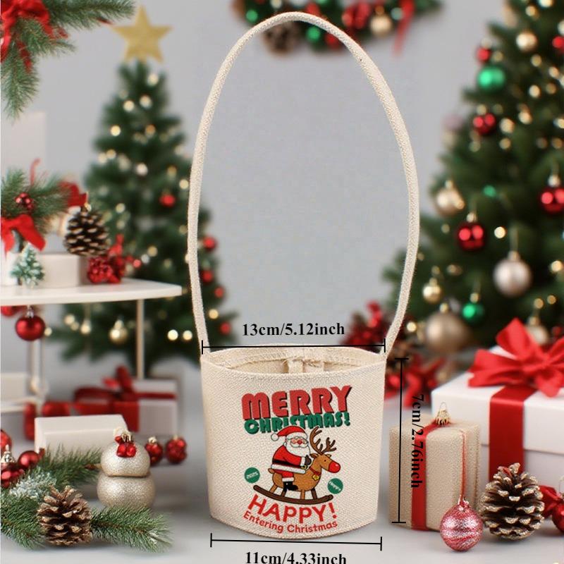 2026 Universal Stylish Christmas Insulated Cup Sleeve with handle Portable Christmas Gift Bag Reusable Student Thermos Cup cover