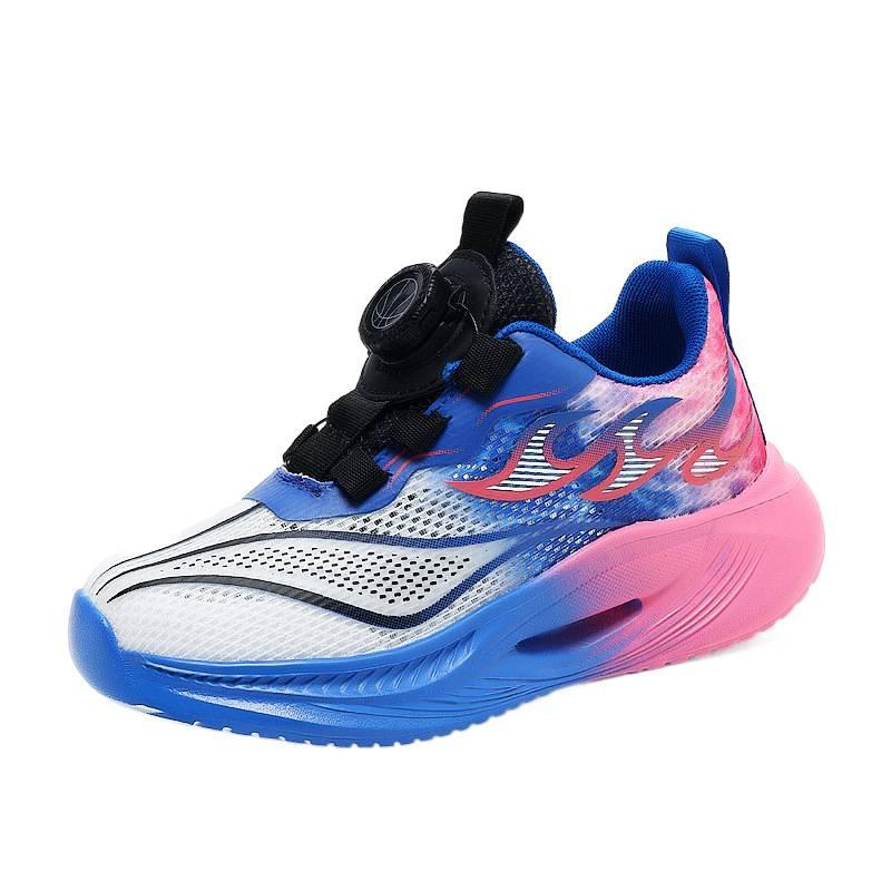Boys' shoes spring 2025 new children's button sports shoes medium and large children's boys non-slip basketball shoes mesh breathable