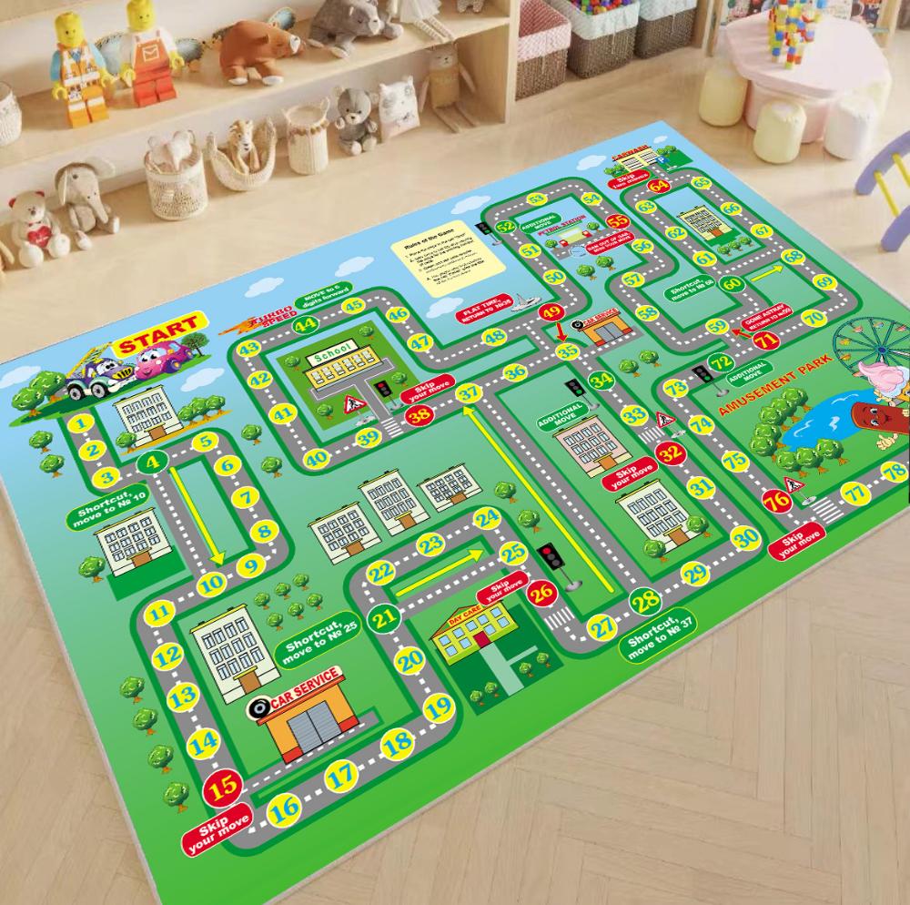 Playful City Traffic Route Carpet Living Room Bedroom Rug Interactive Rug Kid Playmat Parent-child Activity Rug Birthday Gift