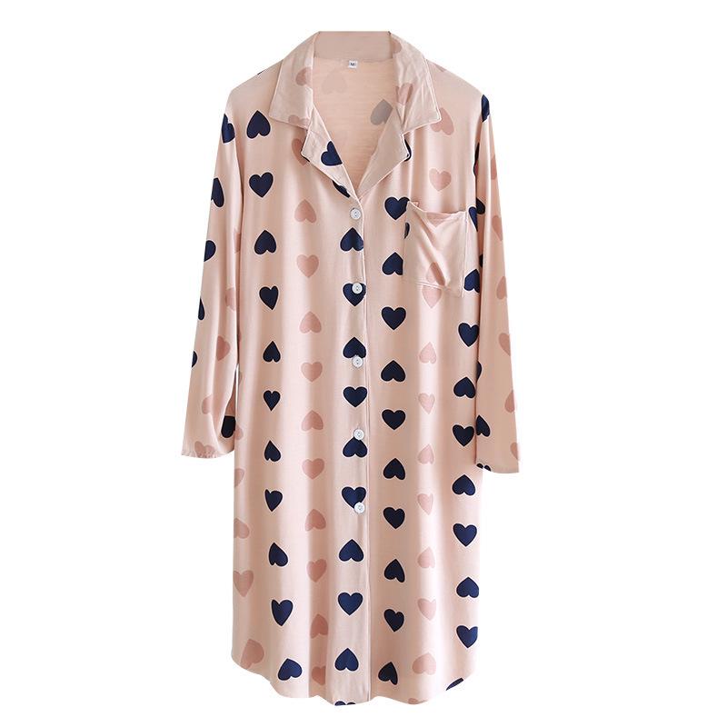 Women's Summer Modal Nightdress: Long Skirt with Short Sleeve Cardigan