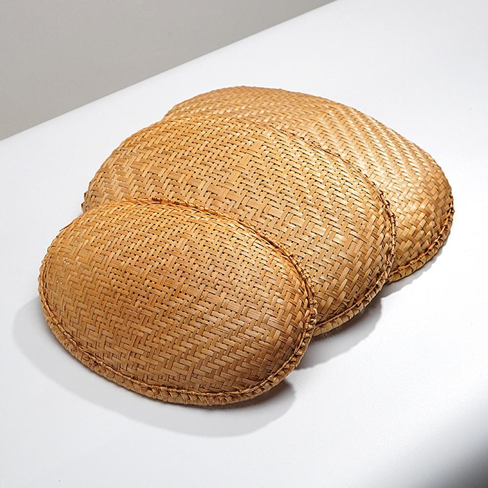 Smoked Oval Bamboo Woven Basket Kitchen Sieve for Fruit Vegetable Drying Storage Hotel-Style Weaving Dustpan Included