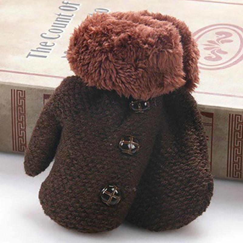 Winter Baby Gloves With Rope Warm Thick Plus Velvet Mittens for Toddler Boys Girls Soft Kids Full Finger Ski Gloves Guantes