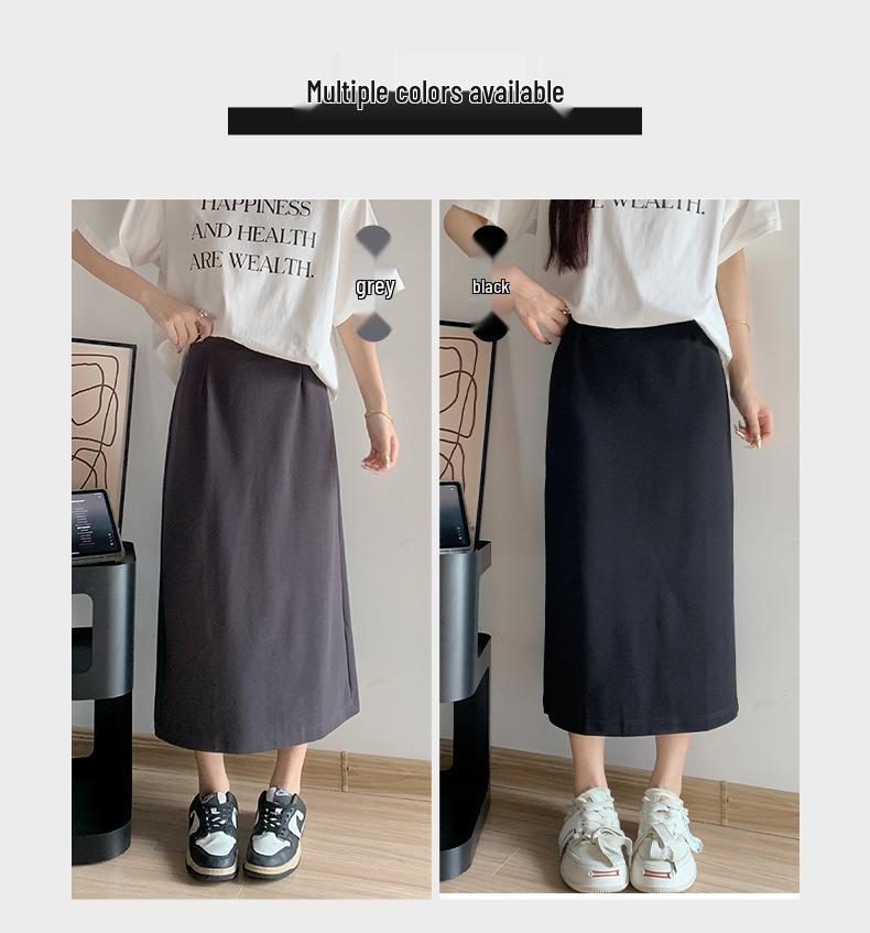 High-Waist Slimming A-Line Skirt: Spring/Summer 2025 Women's Suit with Slit, Mid-Length