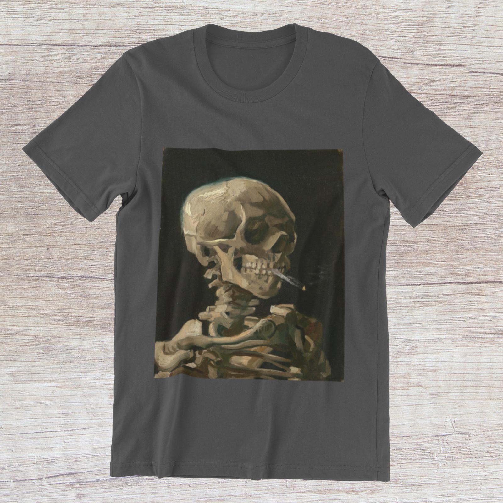 Skull of a Skeleton with Burning Cigarette T-Shirt Vincent van Gogh Painting Tee S