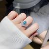 Luxury Open Ring with V Shape Crown Blue Zircon Ice Cut Design Elegant Pigeon Egg Glacier Blue Ring for Women