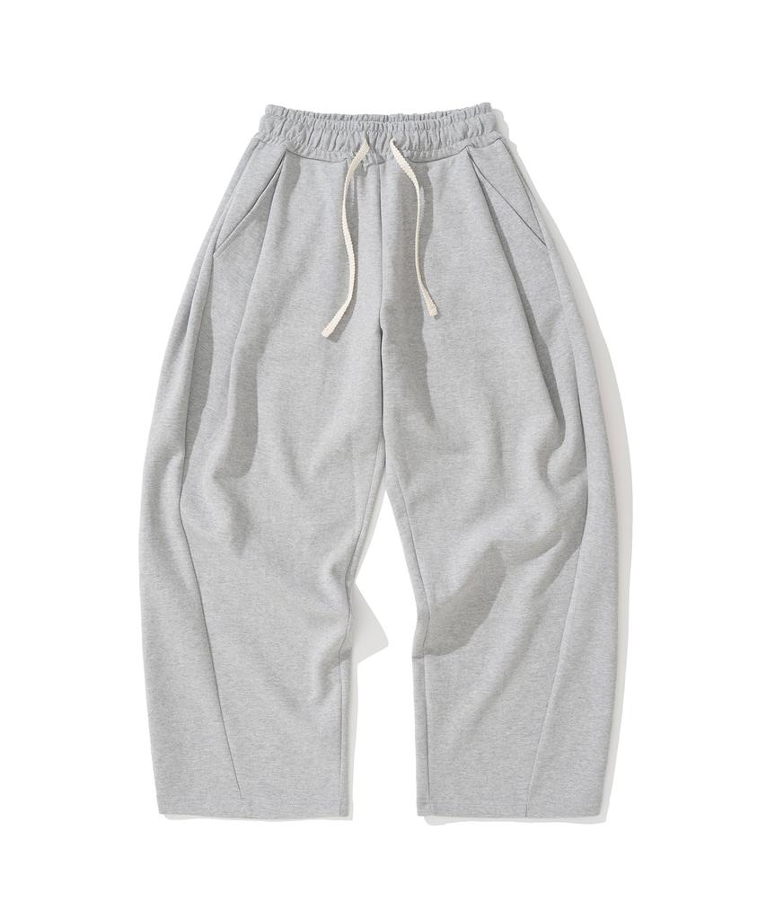 KNITTED Curved Training Pants Melange Grey