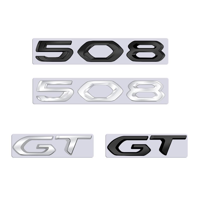 UNYG8 For Peugeot 508 GT Car 3D Metal Letters Logo Badge Decals Sticker Car Auto Rear Trunk Alphabet Emblem Styling Stickers