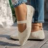Women's Fashion Breathable Flyknit Pointed Toe Single Strap Casual Flats Lightweight Flexible Sole Comfortable Fit Slip On Shoes