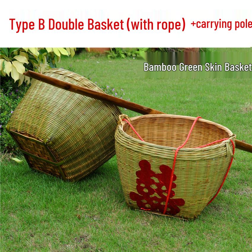 Zhuang Large Bamboo Woven Multi-Use Basket: Rice Washing, Grain Storage, Winnowing, Fruit Display, Event Decor