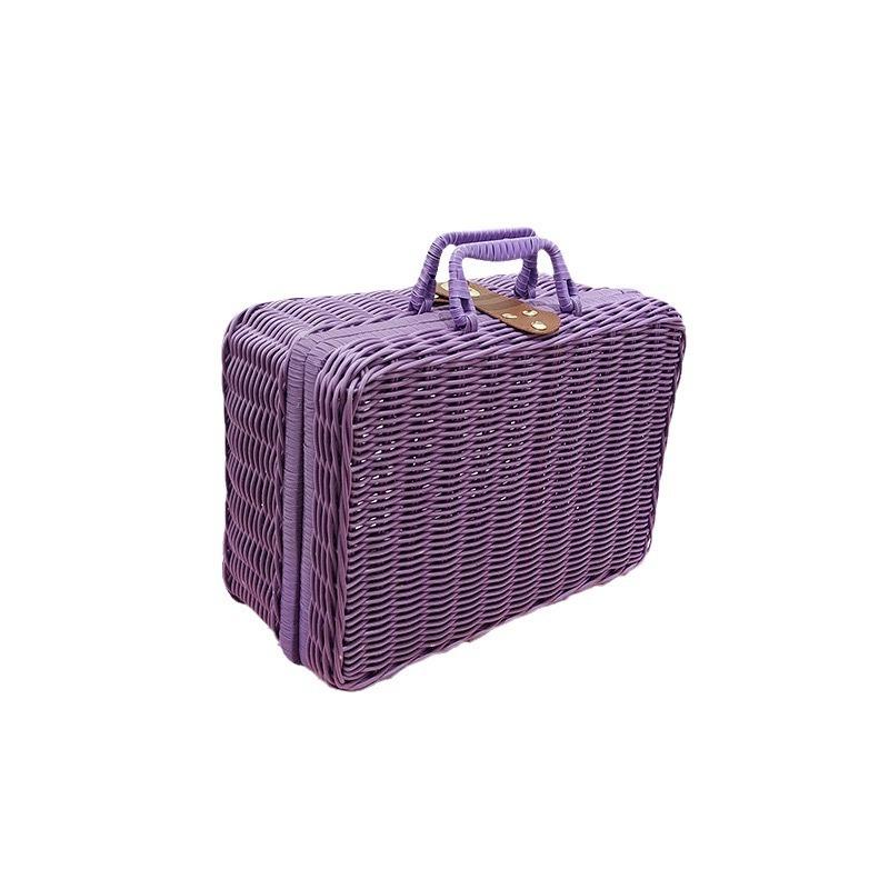 Valise à Cosmétiques Tissée en Rotin Imitation Boîte Cadeau Boîte Cadeau Nouvel An Chinois Boîte Cadeau de Mariage