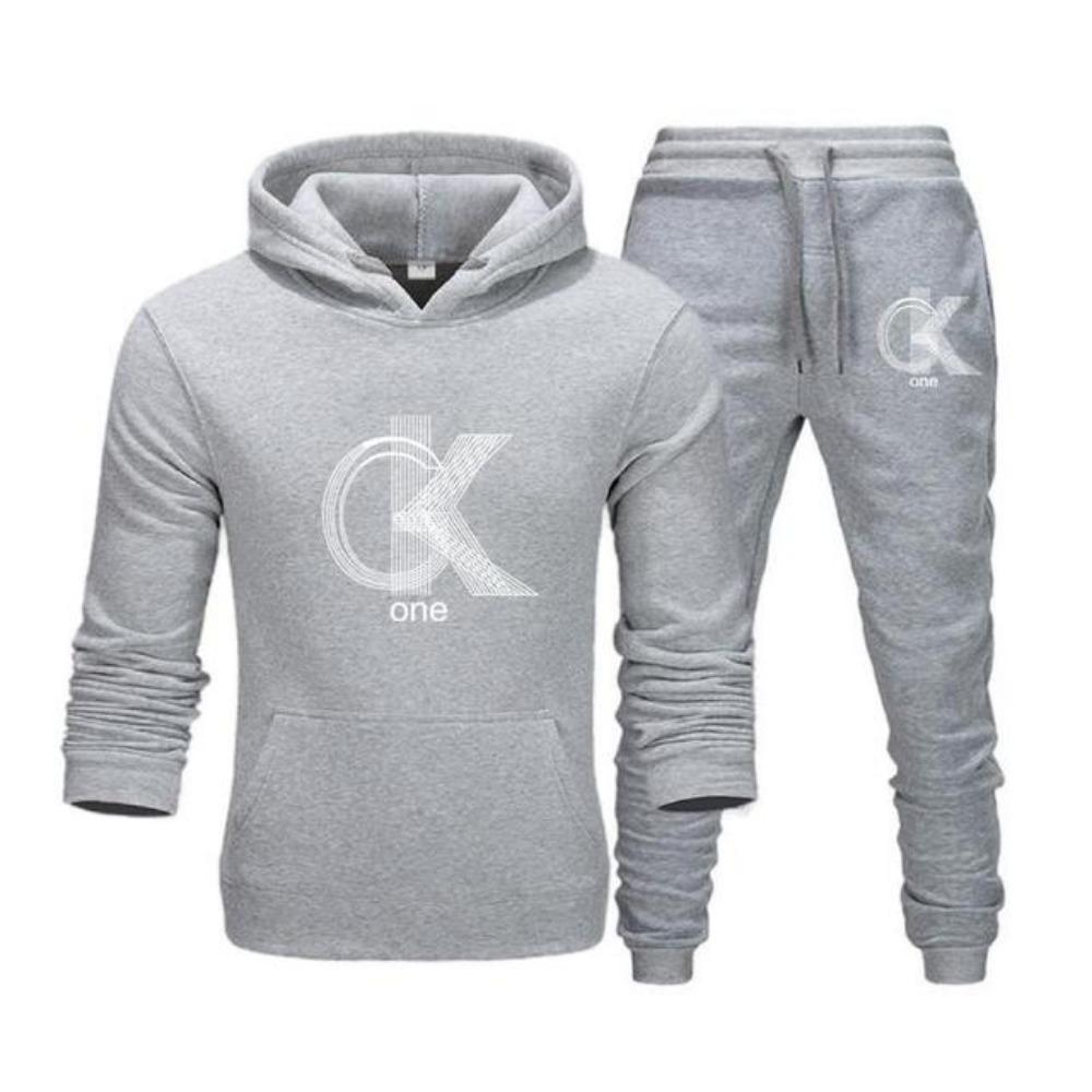 Herenmode Bedrukte Hoodie+Broek Set, Casual Sportkleding+Sportkleding Set