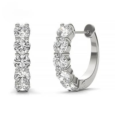 D farbe VVS1 Moissanite 925 Sterling Silber Creolen Brillante 3mm Runde Lab Diamant Platin Überzogene Ohrringe