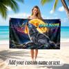 Wolf Theme Beach Towel Personalized Custom Name & Text Soft Quick Dry Beach Towel for Swimming Travel