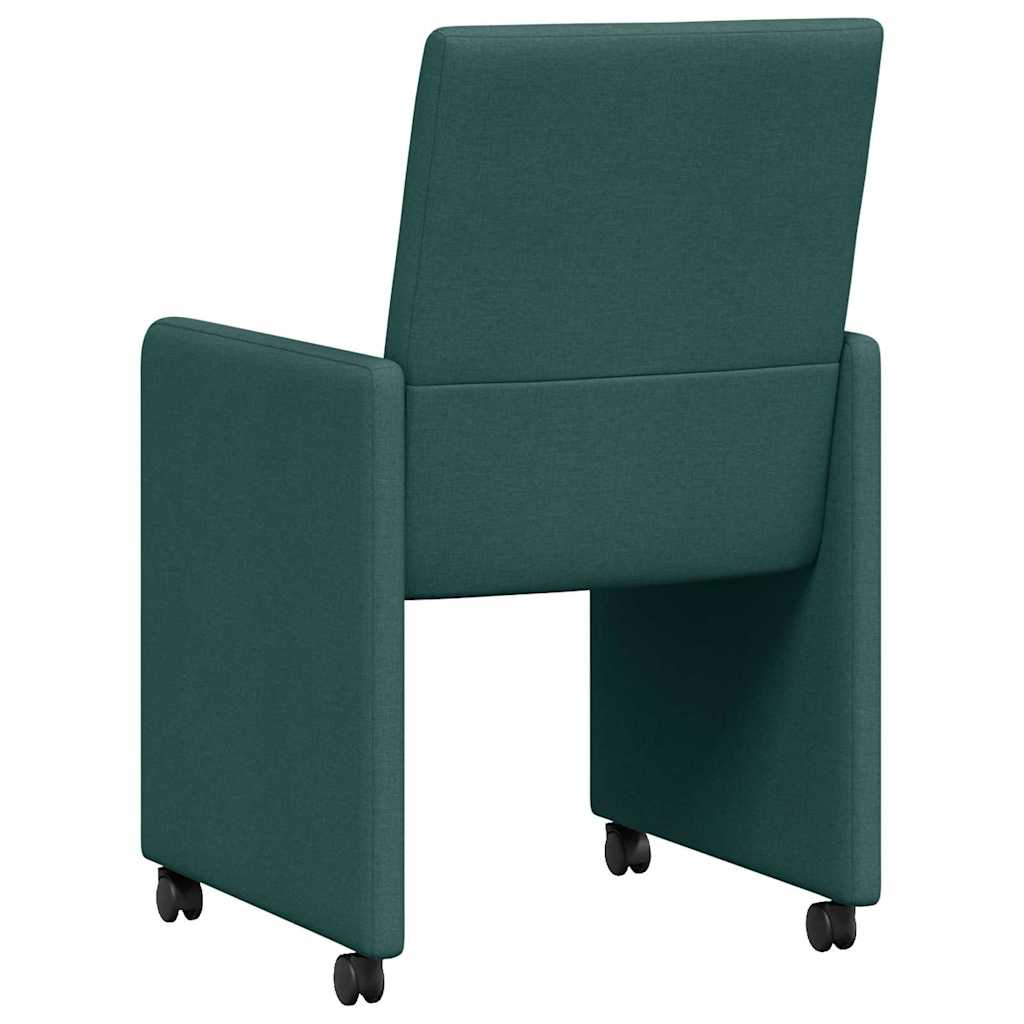 Dining Chairs with Casters 2 pcs Dark Green 57 x 66 x 94 cm