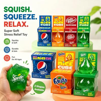 Dr Pepper X NeeDoh Nice Cube Squishy Soft Squeeze Fidget Cube for All Ages