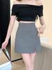 Syvent Short Wool 6 12F024 Women's Skirt, High-Waisted, One-Step, All-Match A-Line Skirt, Gray, Colors,