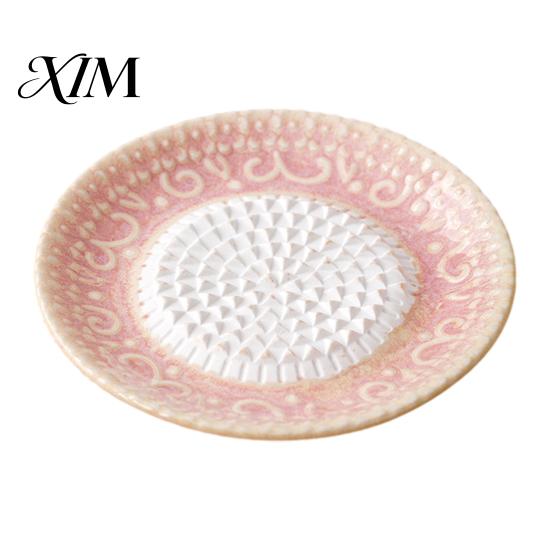 Baby Complementary Food Grinder Ceramic Garlic Grater Plate, Embossed Grinding Dish for Grating Kitchen Vegetable Puree Maker Wasabi Ginger