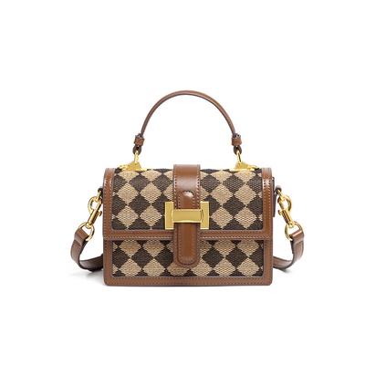 Retro Moonlight Treasure Box Handbag, Diamond Leopard Print Cotton and Linen Single-shoulder Women's Bag, Casual and Trendy Crossbody Bag