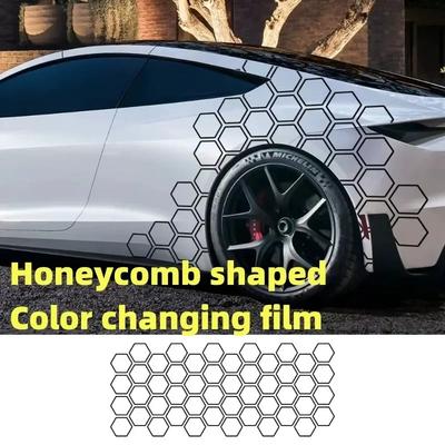 Honeycomb Pattern Car Sticker, Personalized Creative Waistline Sticker, Modified Body Sticker, Universal Rear Decoration