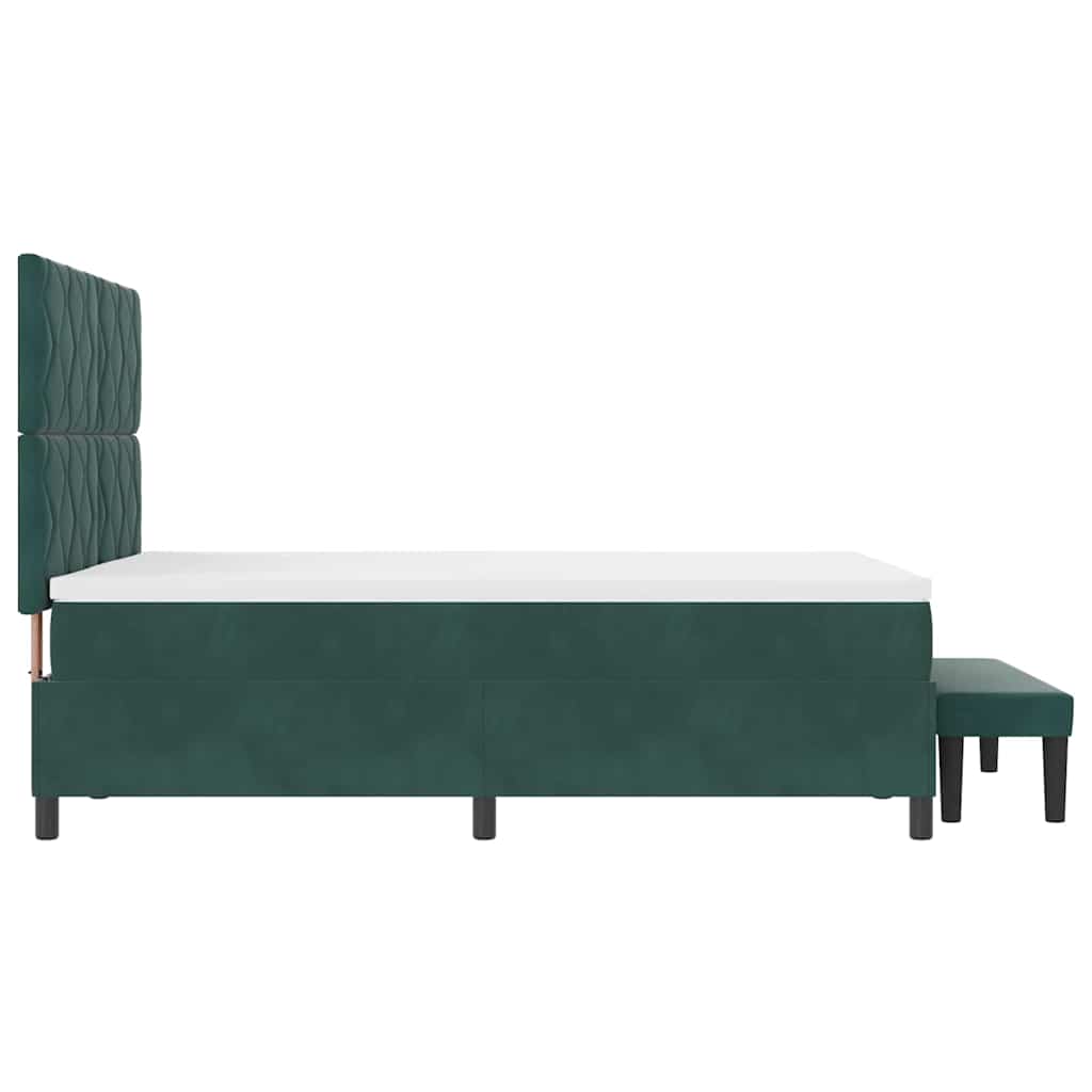 Box Spring Bed with Headboard Dark Green 190 x 140 cm Velvet