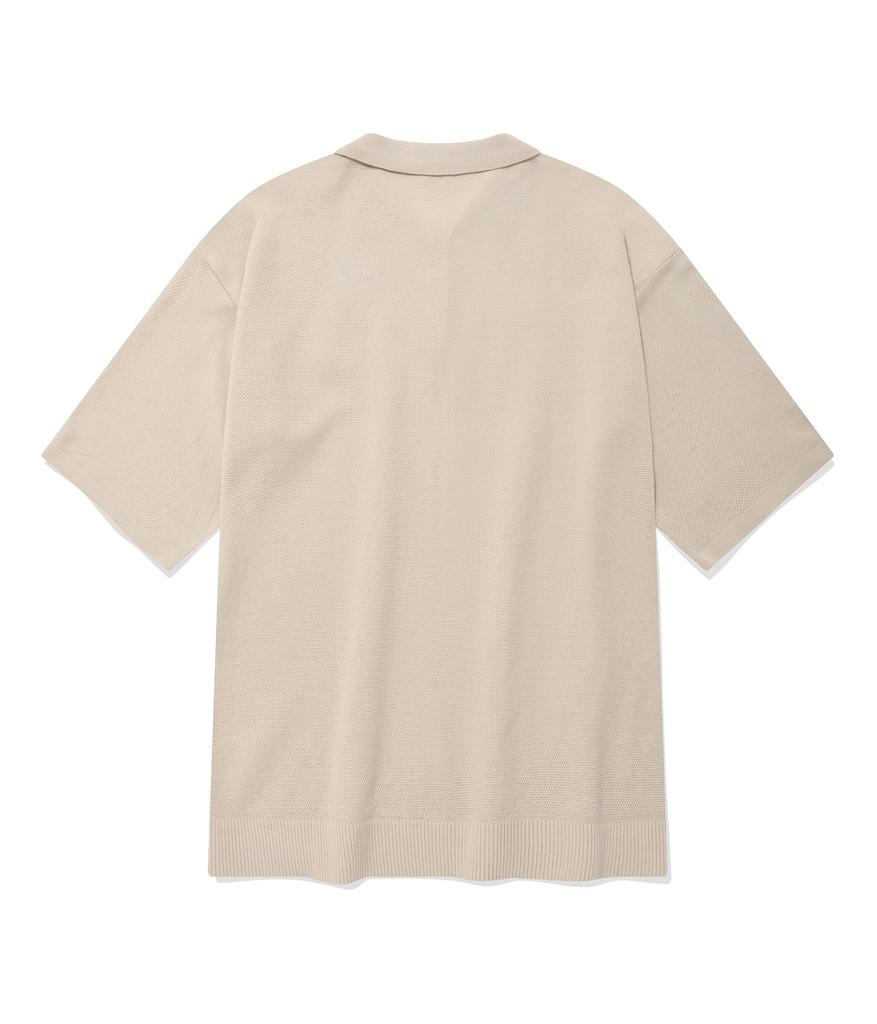 Palet Collared Short Sleeve Knit Beige