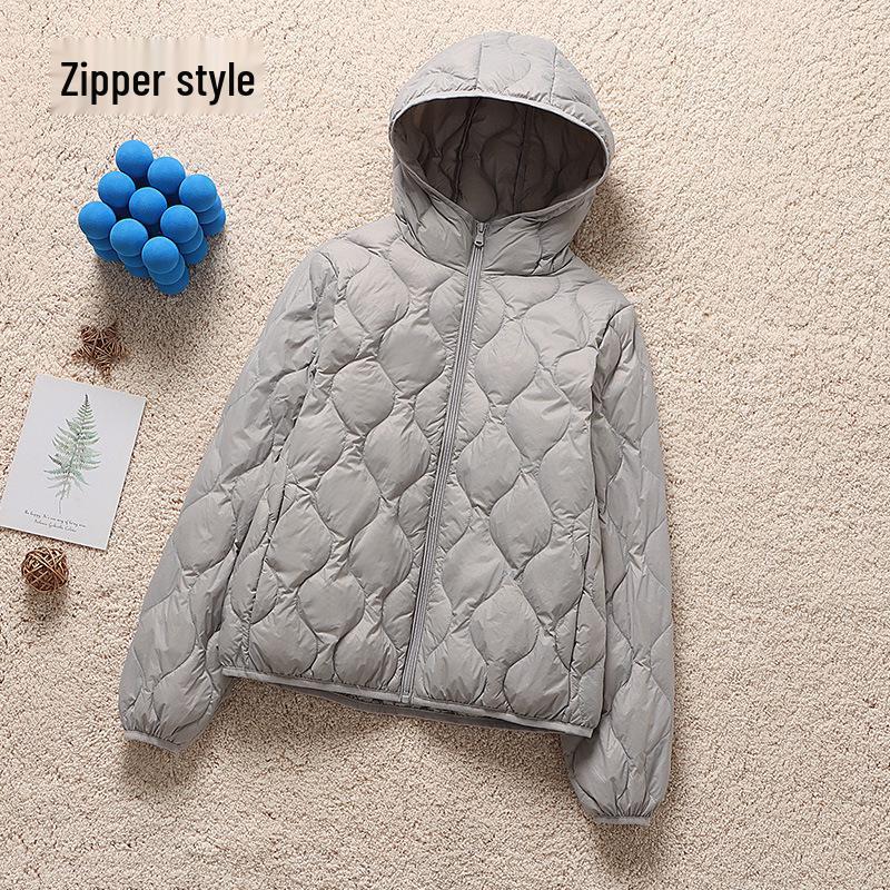 2025 Herbst/Winter Damen Kapuzen-Leichtdaunenjacke - Langarm, Lässig, Warm, Koreanischer Modestil.