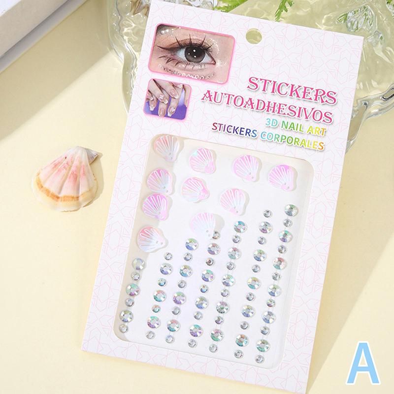 Shell Crystal Tattoo Sticker Glitter Eyeliner Eyebrow Makeup Face Diamond Temporary Tattoo Butterfly Rhinestone Eyeliner Sticker