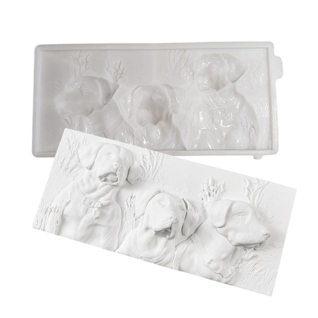 Sturdy Reusable Silicone Mold of Three Dogs Semi Relief for Personalize Indoor and Outdoor Wall Decoration Daily Use