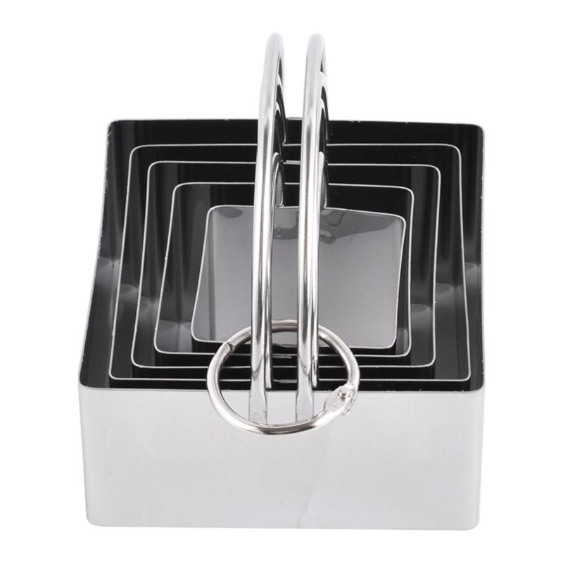 5Pcs/Set Stainless Steel Cookie Cutters with Handle Mousse Cake Baking Mold (BPA Free, No FDA)
