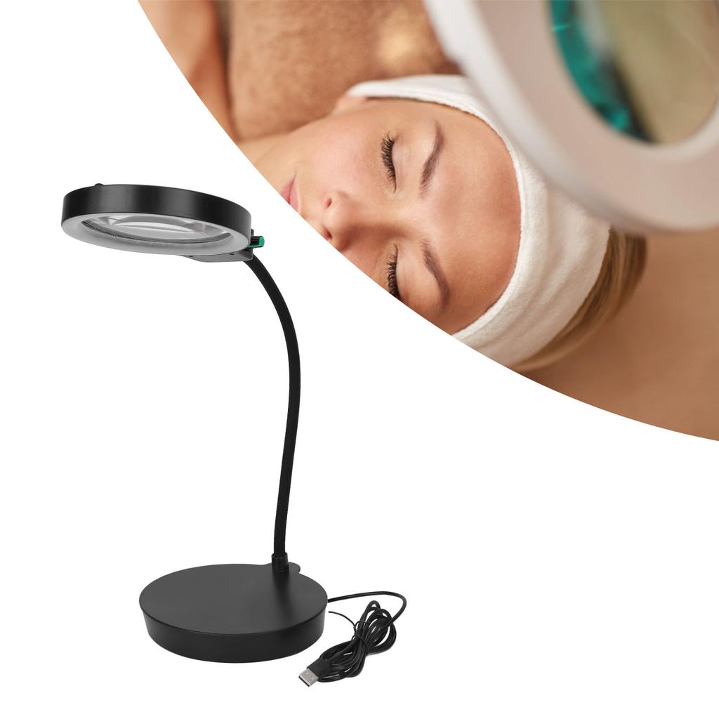 130mm Diameter 2X Magnifying LED Lamp Flexible Tube 13X Magnifying Glass Desk Light for Tattoo Manicure