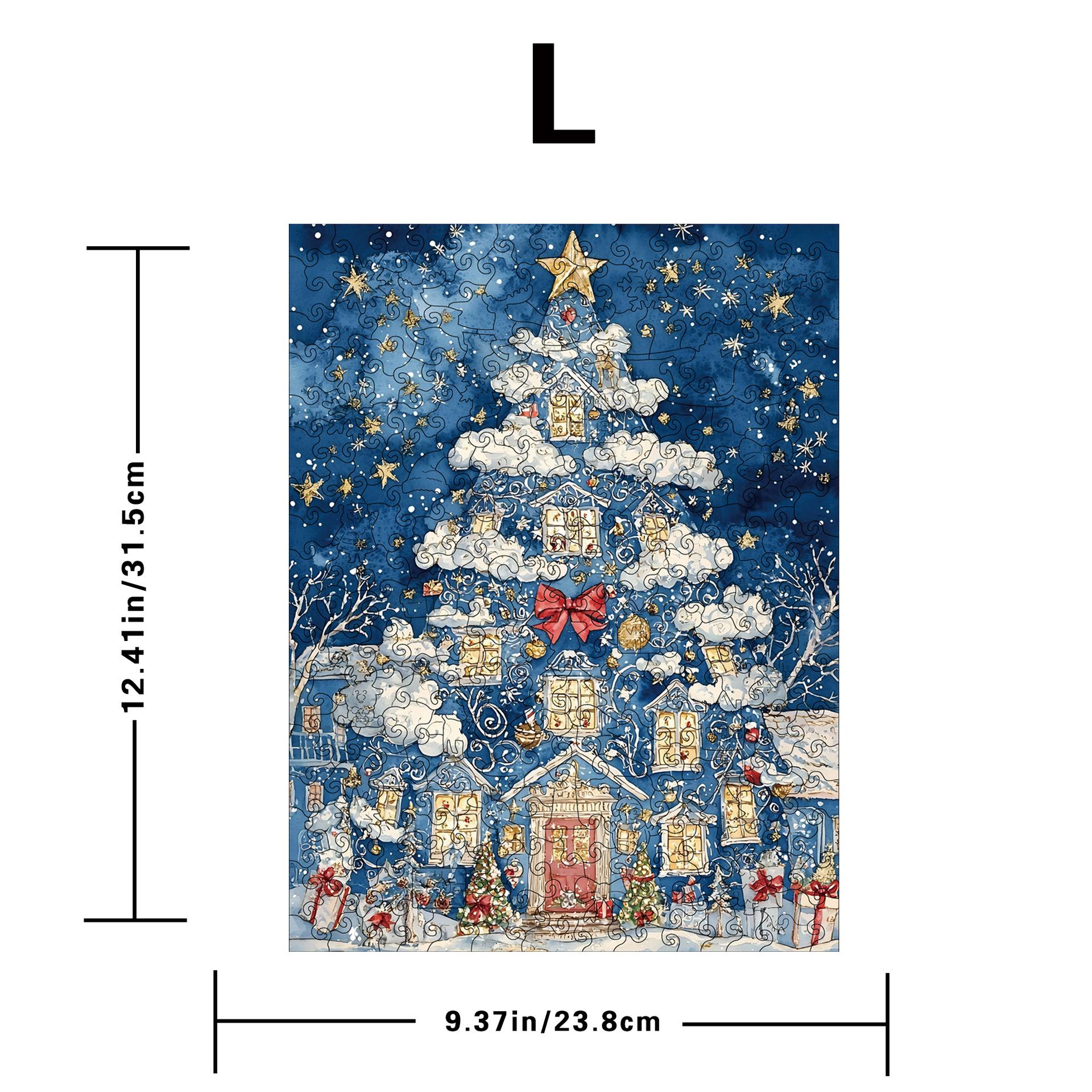 Christmas Tree Puzzle Wooden Special-Shaped Splicing Toy Piggy Bank Decompression Puzzle