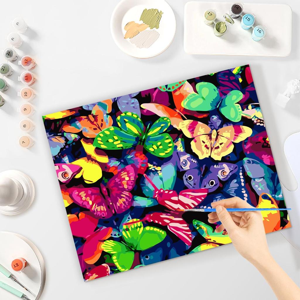 Frame Painting By Numbers For Adults Kit Butterfly Animals Starter Kit Acrylic Paint Picture With Numbers Crafts For Home Decors 40x50