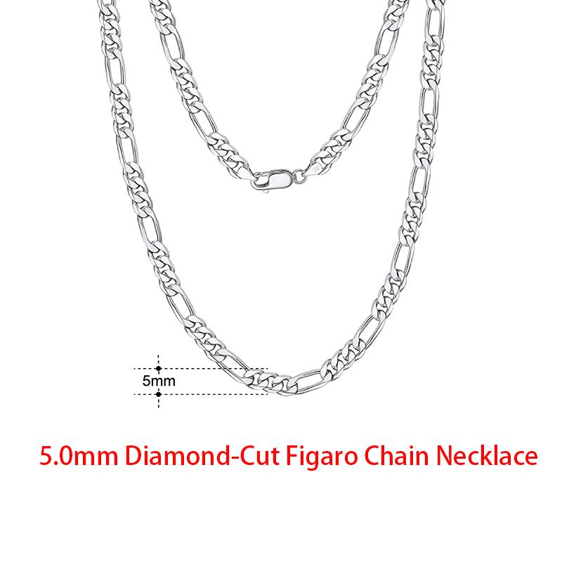 Rinntin Zinc Alloy Sterling Zinc Alloy Italian 2.6/3.7/5.0mm Flat Mariner Chain Necklace for Women Men Fashion Neck Chain Zircon SC78