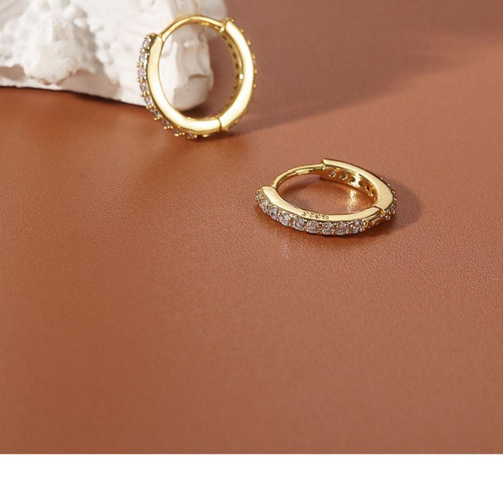 925 Sterling Silver Stud Earrings & Diamond-Set Ear Cuffs: Women's Elegant Hoop Jewelry for Pierced Ears - INS Style