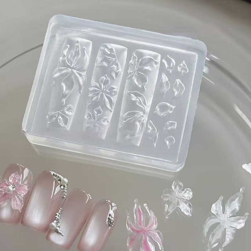 1 Pcs 3D Ice Crystal Flower Ice Creative Silicone Acrylic Nail Mold Diy Silicone Manicure Nail Art Decorations Mold