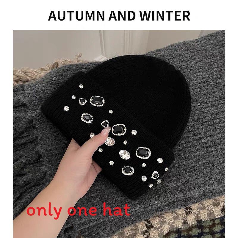 Girls Handcrafted Water Drill Wool Hat With Knit Design For Autumn Winter Kids Fashion