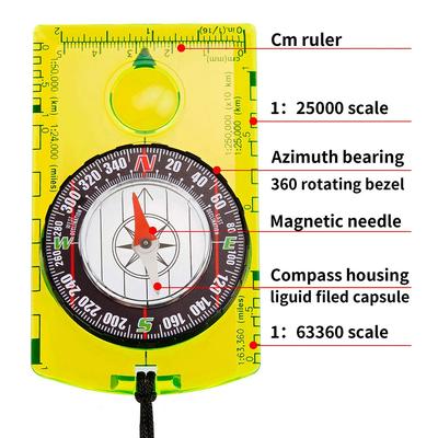 Wasserdichter Kompass Outdoor-Gadget Navigation Wanderkompass Camping Orientierungslauf Rucksackreisen Kartenlesekompass für Pfadfinder Kinder