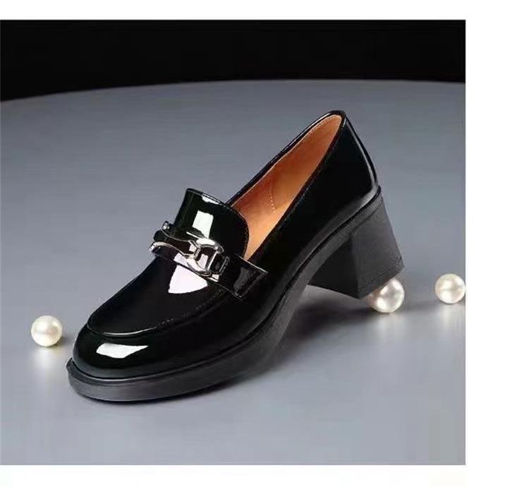 2024 Dámské mokasíny z pravé kůže na robustním podpatku - Jarní & Podzimní britský styl jediné boty