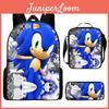 Sonic School Backpack Set For Kids With Breathable Waterproof Oxford Fabric And Cartoon Print For School Use
